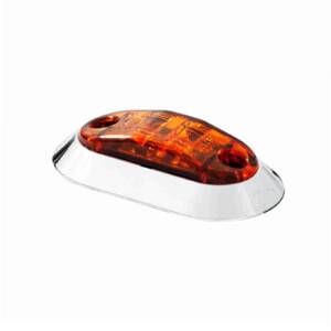 LED 2.6” x 1” Marker Light and Clearance Light Surface Mount with Chromed Rectangular Bezel, 2 Amber LEDs