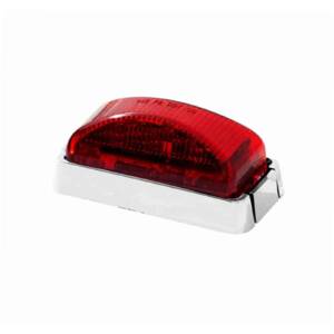 LED 3” x 1.5” Rectangular LED Marker and Clearance Light Chrome Base Mount Kit, 8 Red LEDs