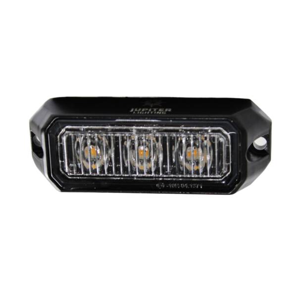 Strobe Light, 3 LED, Directional, Amber/Amber, 18 Flash Patterns