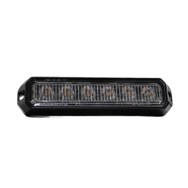 Strobe Light, 6 LED, Directional, Amber/White, 18 Flash Patterns