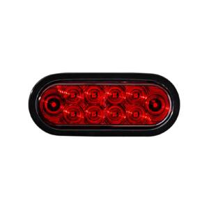 LED 6” Oval, Stop/Turn/Tail Light, Dark Red Lens, 10 LEDs, Grommet & Plug