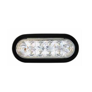 LED 6” Oval Back-Up Light, Clear Lens, 10 White LEDs, Grommet & No Plug