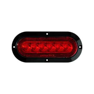 LED 6” Oval, Stop/Turn/Tail Light, Surface Mount LED, Reflex Reflector STT, Clear Lens, 6 LEDs, Black Bezel