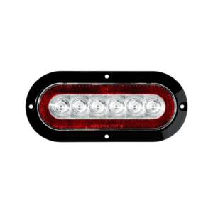 LED 6” Oval, Stop/Turn/Tail Light, Surface Mount LED, Reflex Reflector STT, Red Lens, 6 LEDs, Black Bezel
