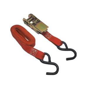 Ratchet Tie-Down Straps "S" Hooks, 1" x 12', Red