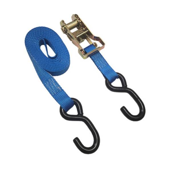 Ratchet Tie-Down Straps "S" Hooks, 1" x 15', Blue