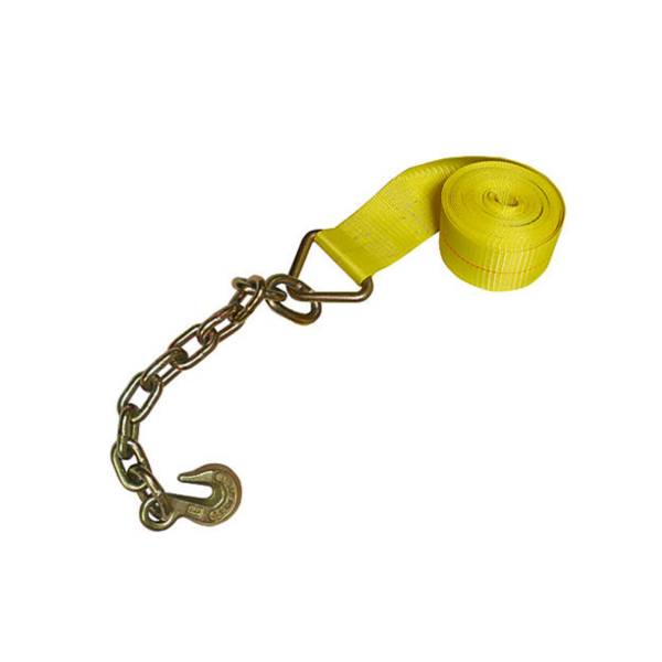 Ratchet Tie-Down Straps with Extension Chain, 2" x 27'