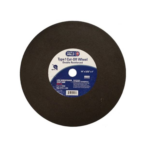 Type 1 Low Horsepower Chop Saw Wheels, Double Reinforced 14" x 3/32" x 1"