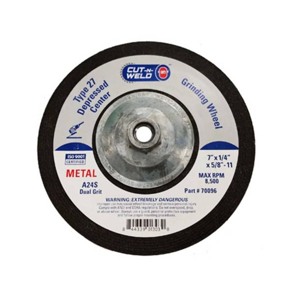 CNW-T27 Grinding Wheel With Dual Grit 7" x 1/4" x 5/8"-11, With Hub