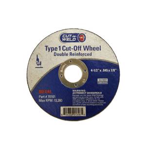 Type 1 Cut-off Wheels, Double Reinforced 4.5" x 0.45" x 7/8"