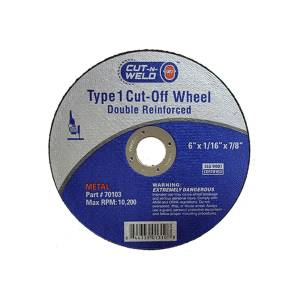 Type 1 Cut-off Wheels, Double Reinforced 6" x 0.45" x 7/8"