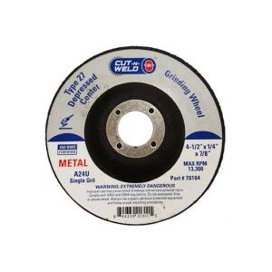 CNW-T27 Grind Wheel, Single Grit 4.5" x 1/4" x 7/8"