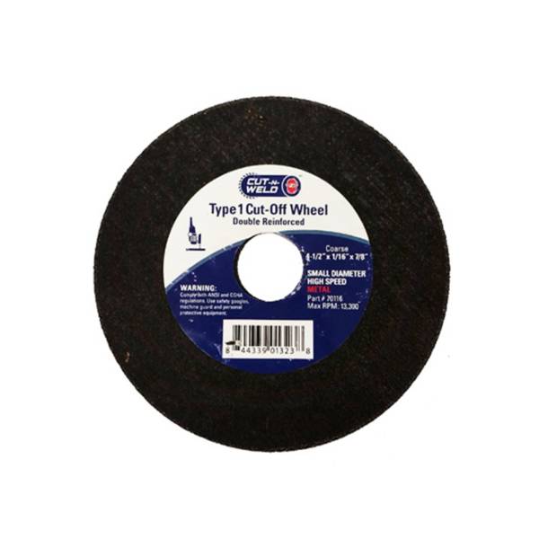 Type 1 High Speed Cut-off Wheels, Grit C 4-1/2" x 1/16" x 7/8"