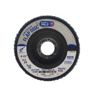 T29 Zirconia Flap Discs 4.5", Standard Density, Grit 24