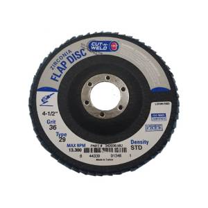 T29 Zirconia Flap Discs 4.5", Standard Density, Grit 36