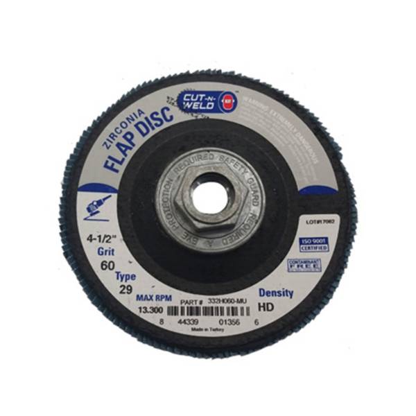 T29 Zirconia Flap Discs 4.5", High Density, Grit 60, with Hub
