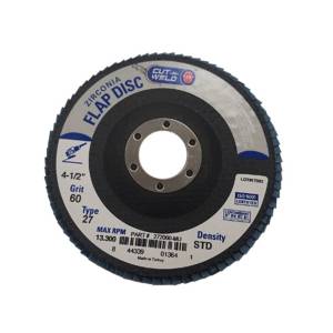 T27 Zirconia Flap Discs 4.5", Standard Density, Grit 60