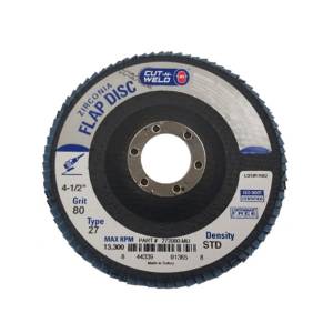 T27 Zirconia Flap Discs 4.5", Standard Density, Grit 80